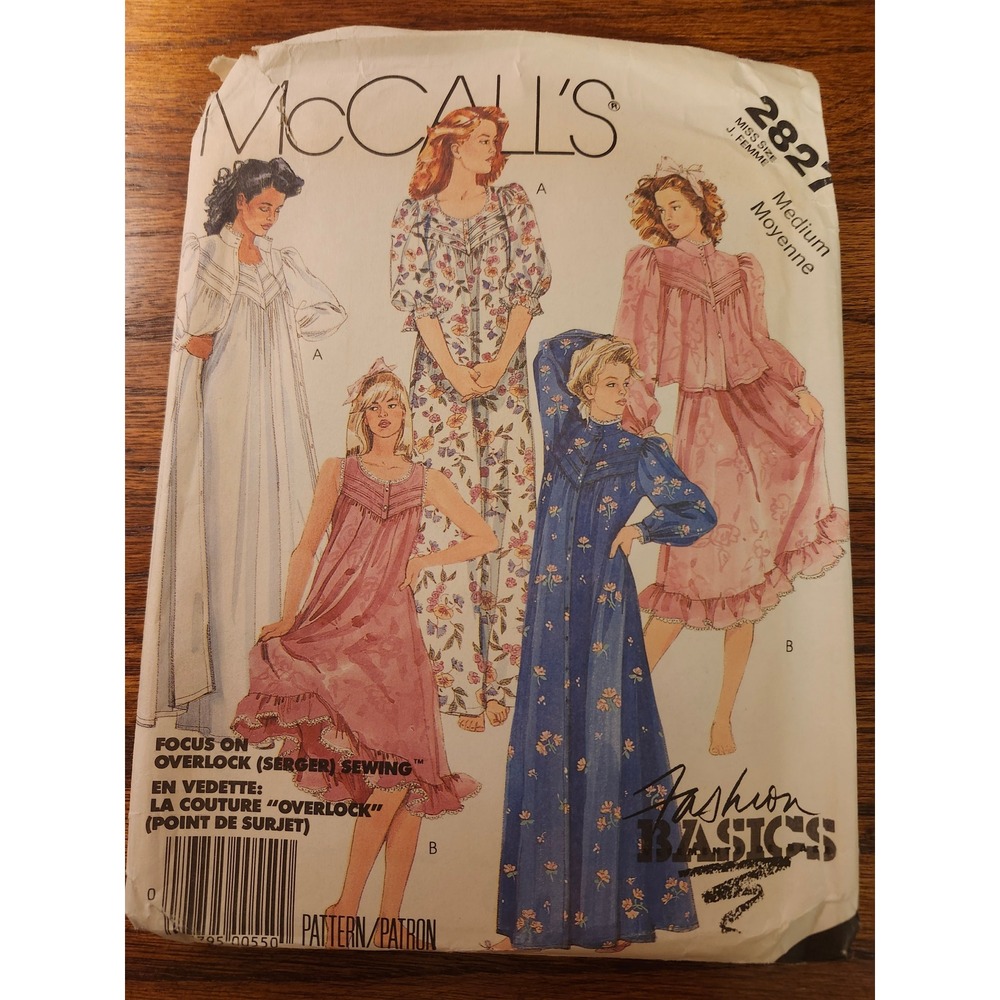 Vintage 1986 McCalls 2827 Robe Jacket Nightgown Sewing Pattern Size Medium 14-16